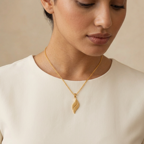 Arabic Calligraphy Leaf Necklace