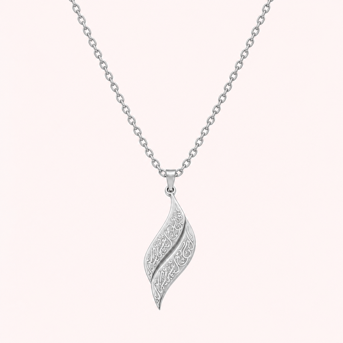 Arabic Calligraphy Leaf Necklace