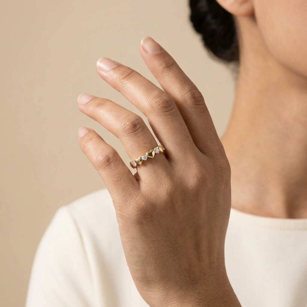 Heart & amp Moissanite Ring