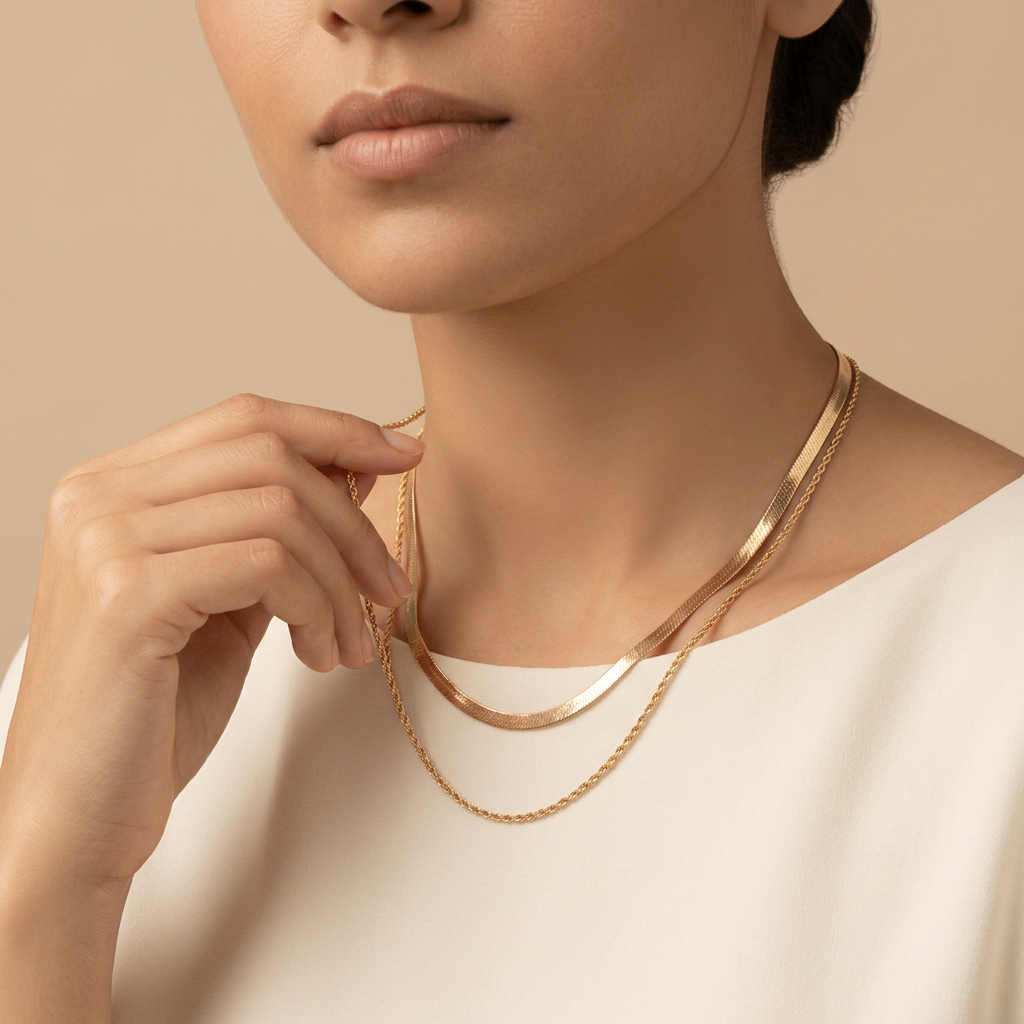 Golden Layered Necklace Set