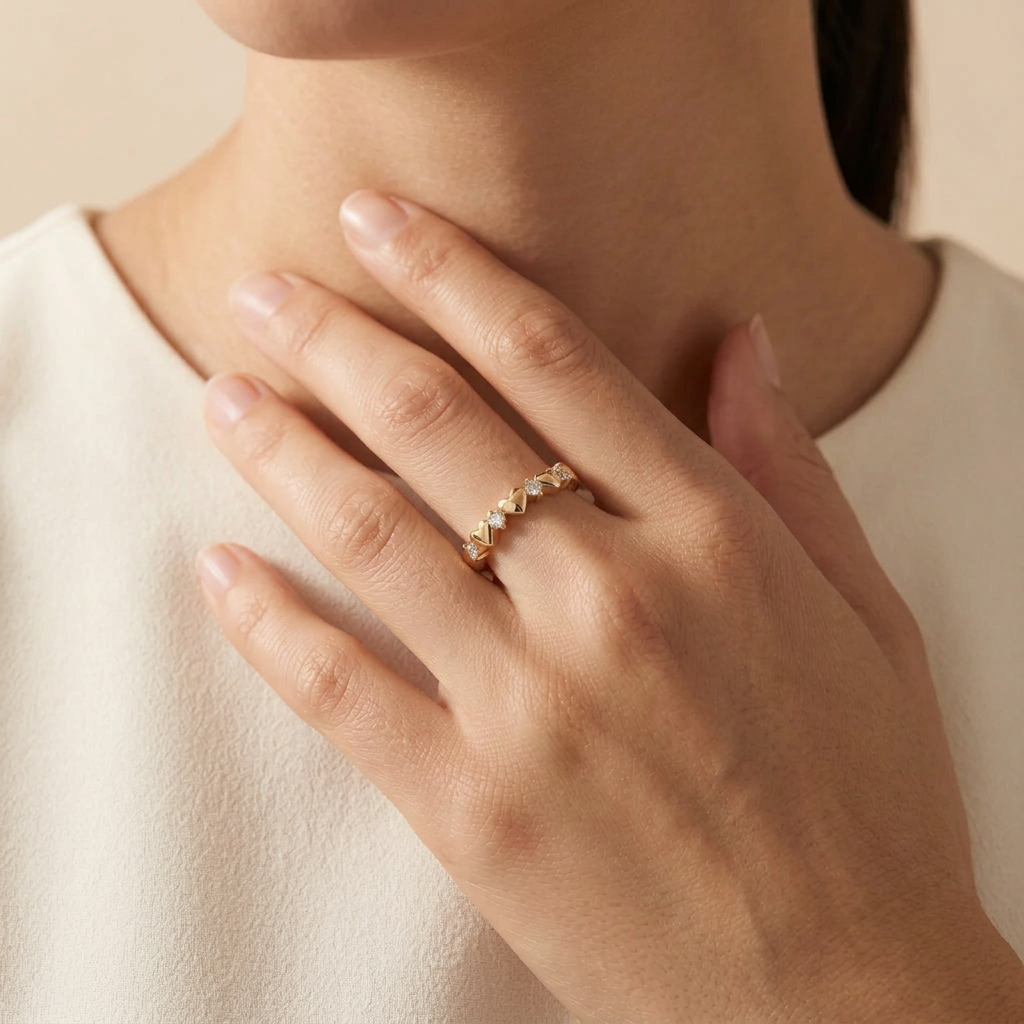 Heart & amp Moissanite Ring