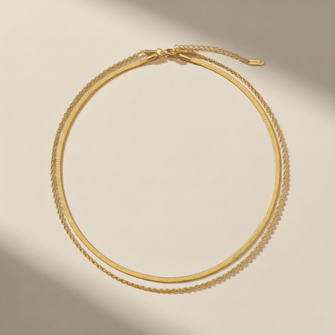 Golden Layered Necklace Set