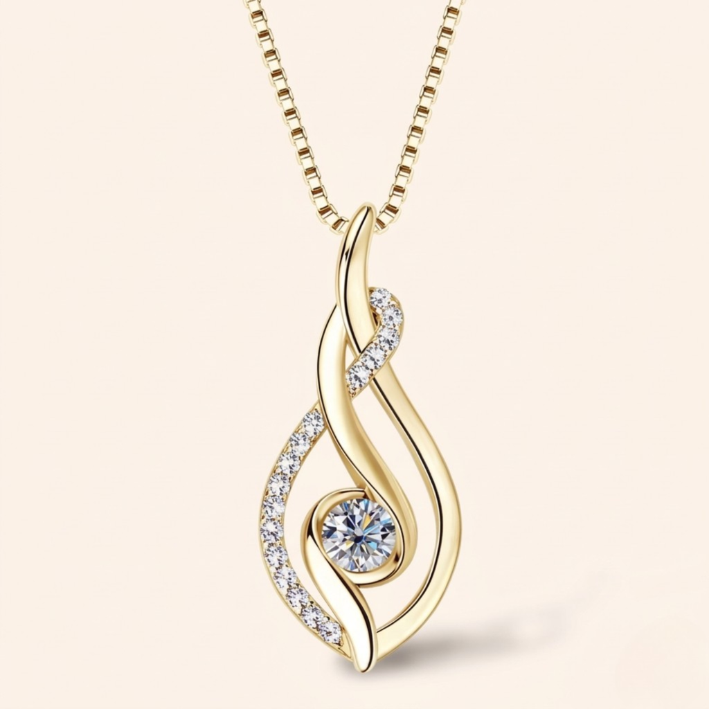 Twisted Moissanite Pendant Necklace