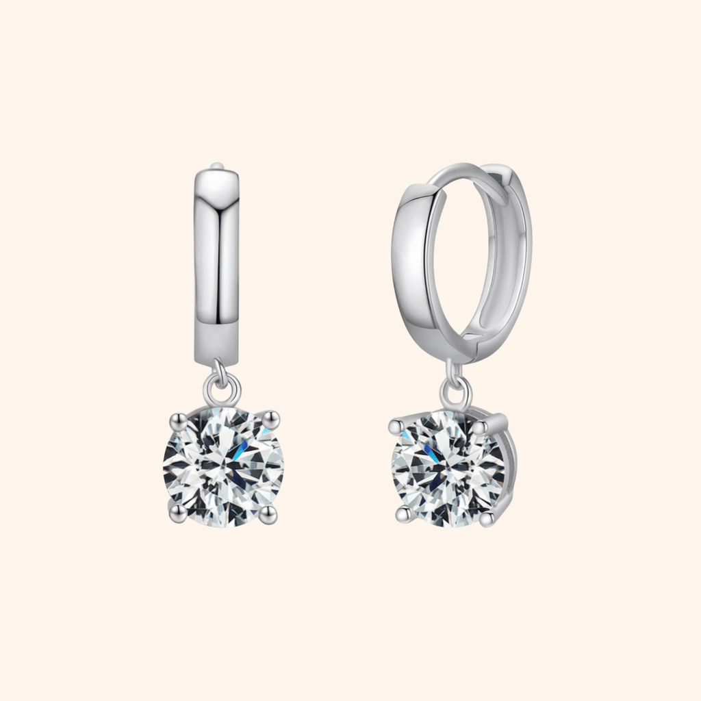Moissanite Drop Hoop Earrings