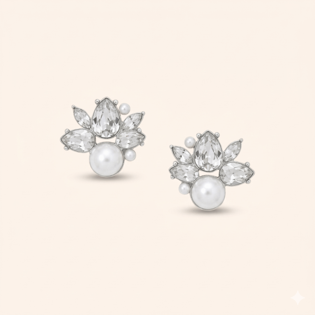 Floral Crystal Stud Earrings