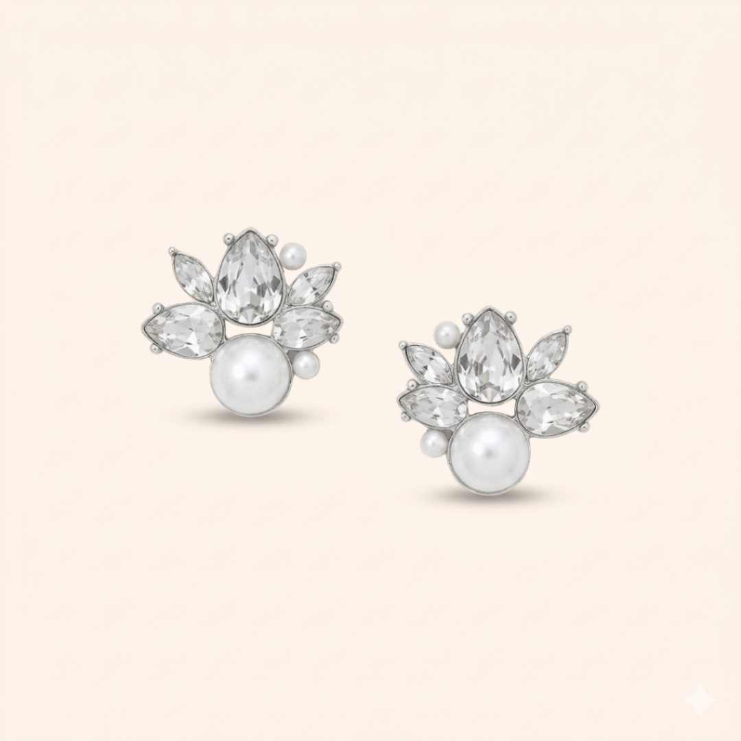 Floral Crystal Stud Earrings