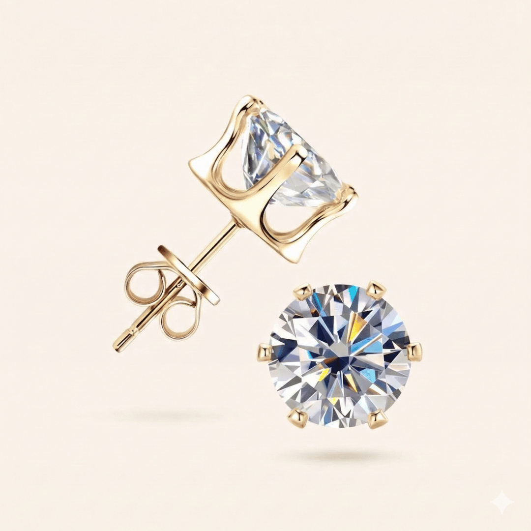 Round Moissanite Stud Earrings