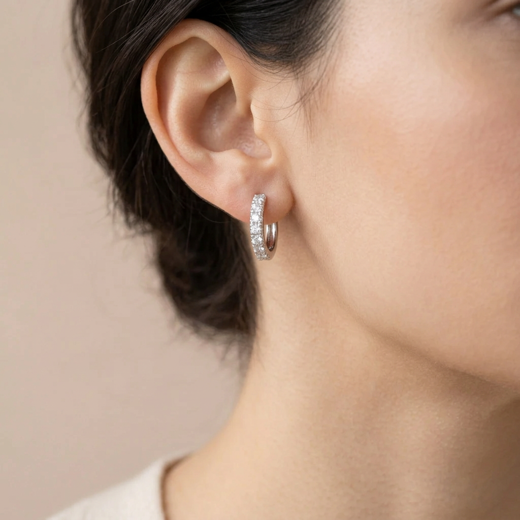 Moissanite Huggie Earrings