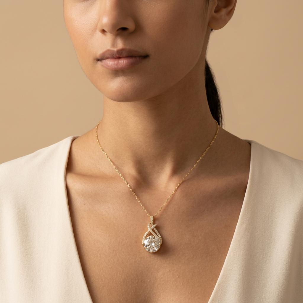 Twisted Moissanite Pendant