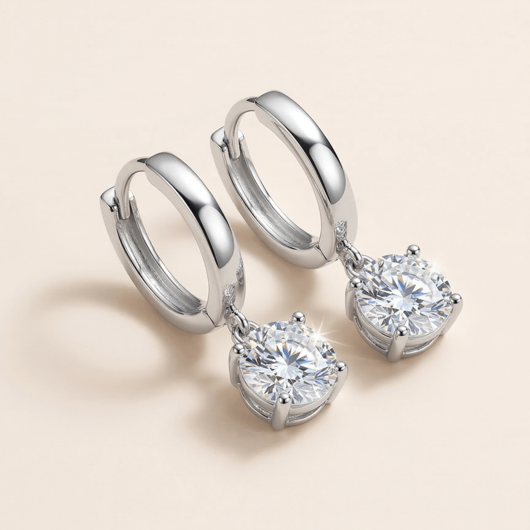 Moissanite Drop Hoop Earrings