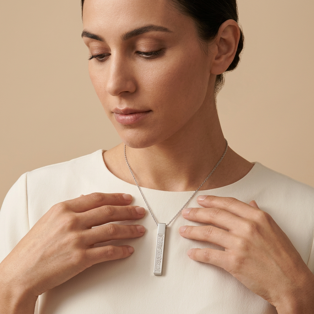 Arabic Engraved Bar Necklace