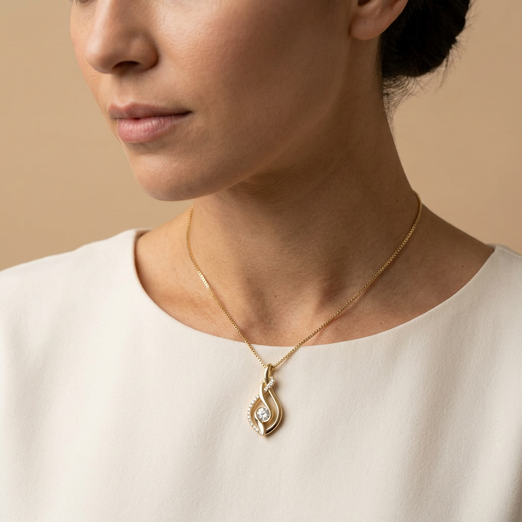 Twisted Moissanite Pendant Necklace
