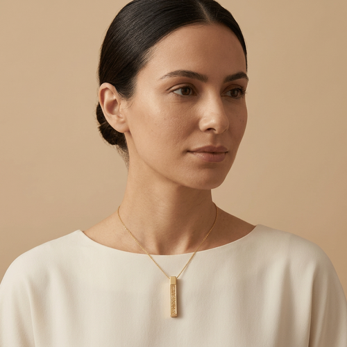 Arabic Engraved Bar Necklace