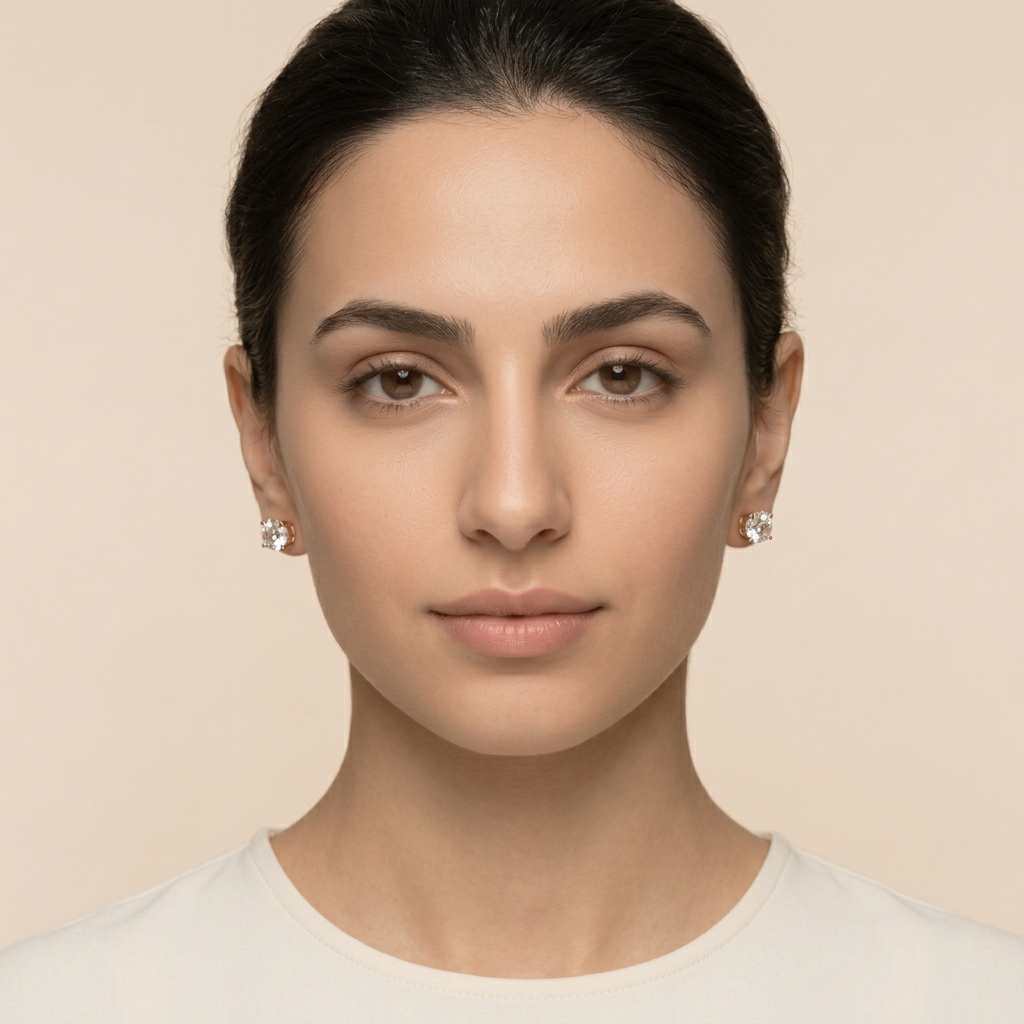 Round Moissanite Stud Earrings