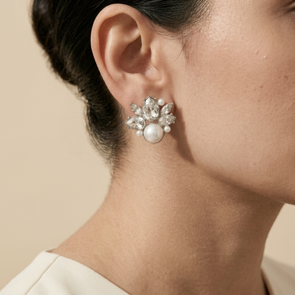 Floral Crystal Stud Earrings