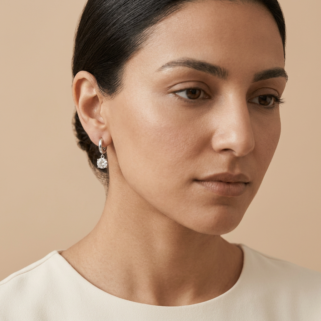 Moissanite Drop Hoop Earrings