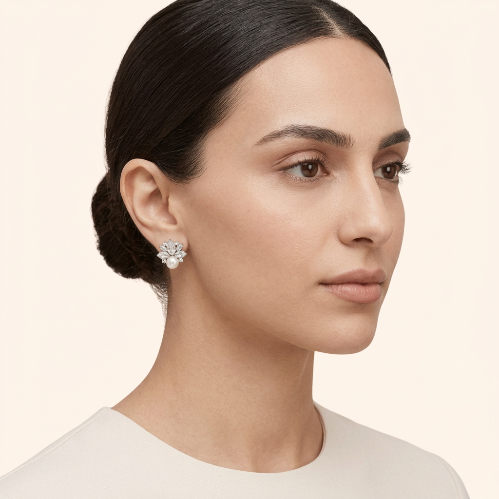 Floral Crystal Stud Earrings