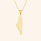 Noor Palestine Calligraphy Map Necklace