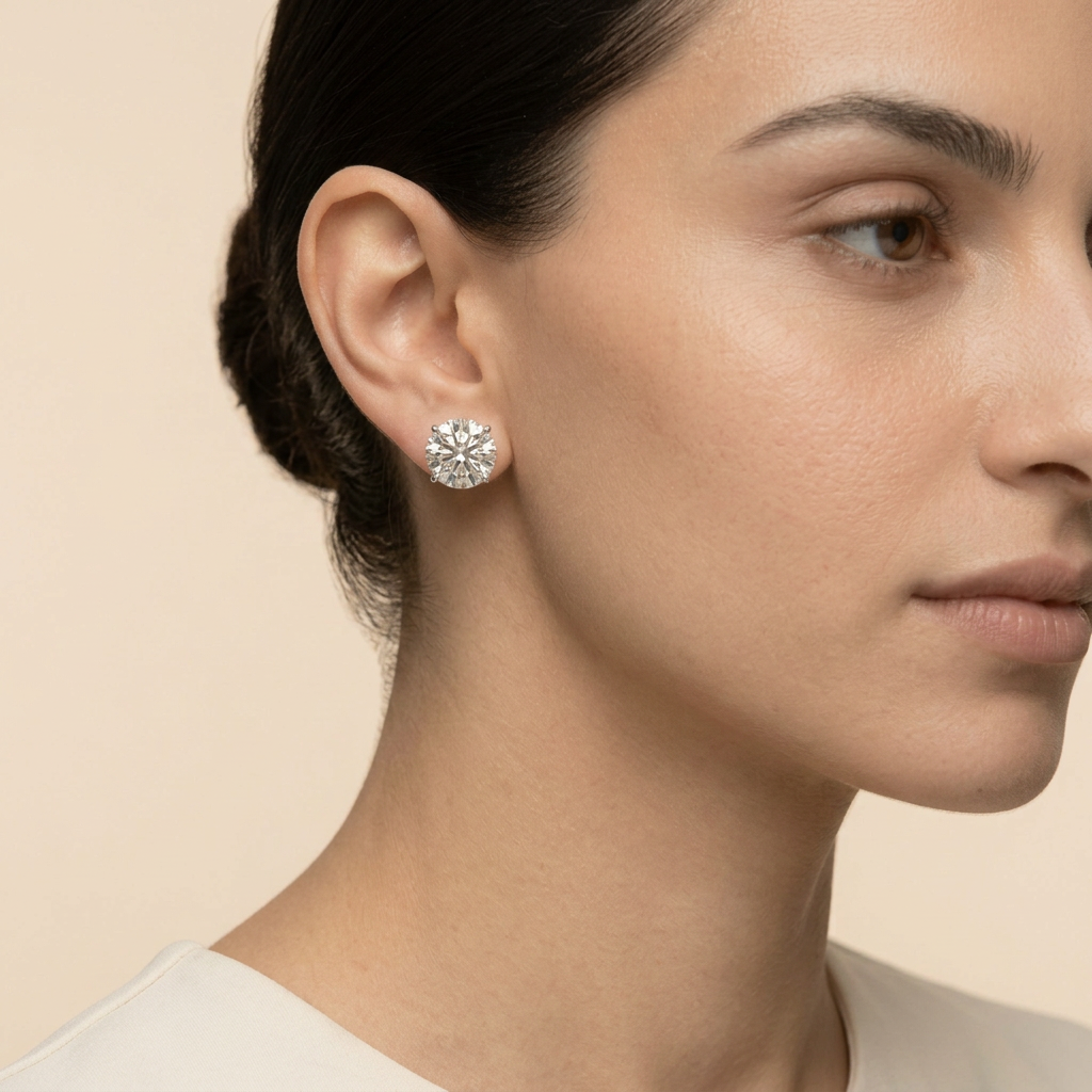 Round Moissanite Stud Earrings