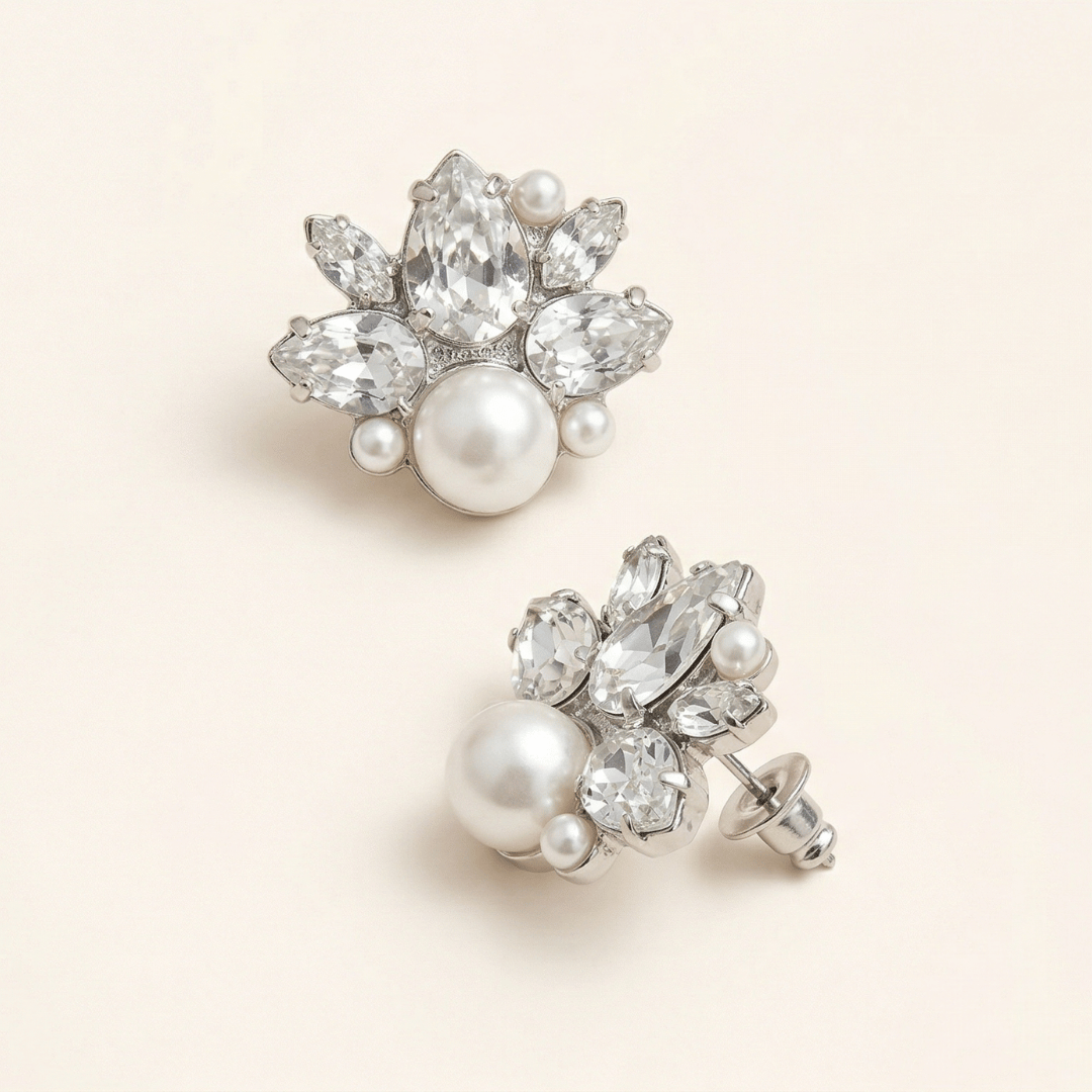 Floral Crystal Stud Earrings