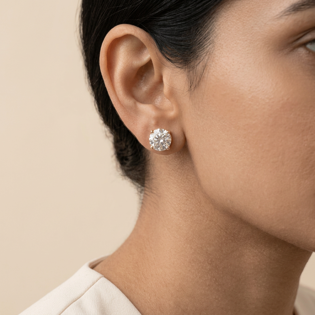 Round Moissanite Stud Earrings