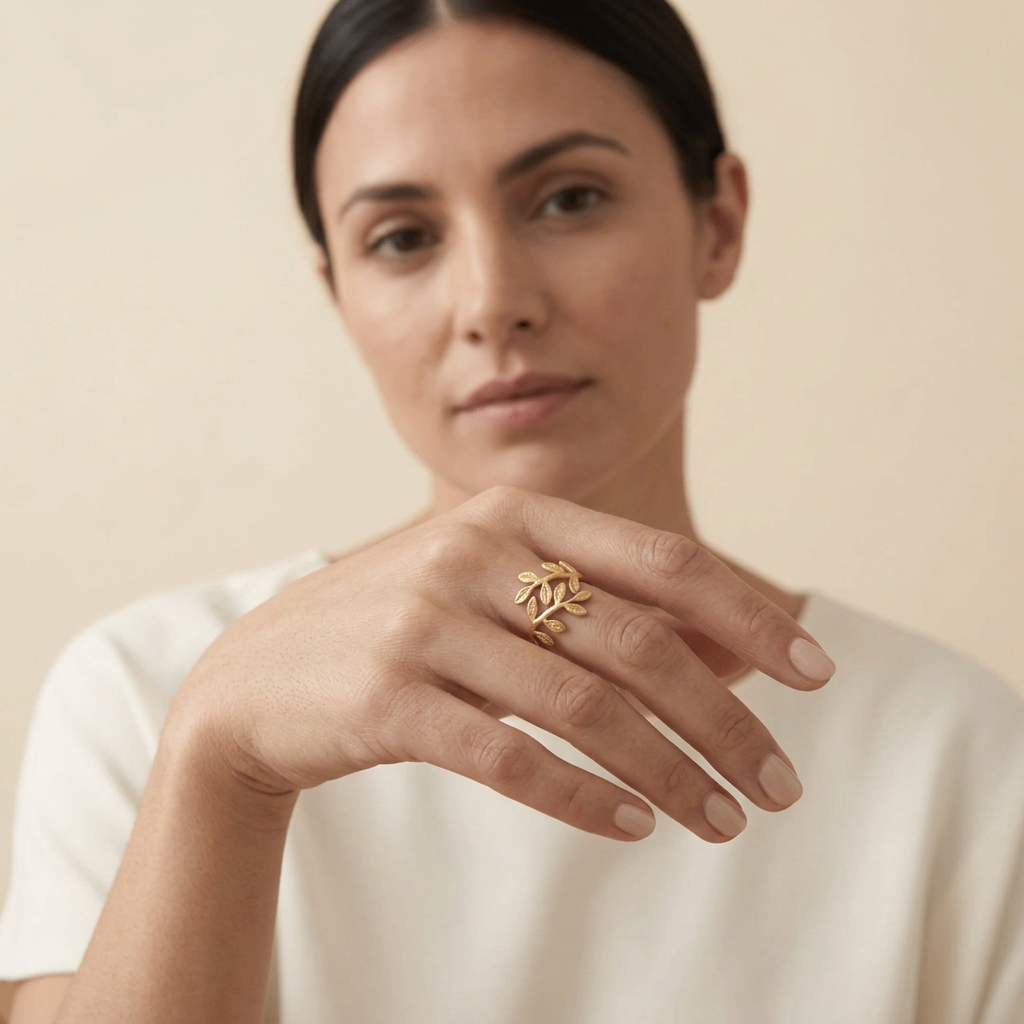 Noor Palestine Olive Leaf Ring