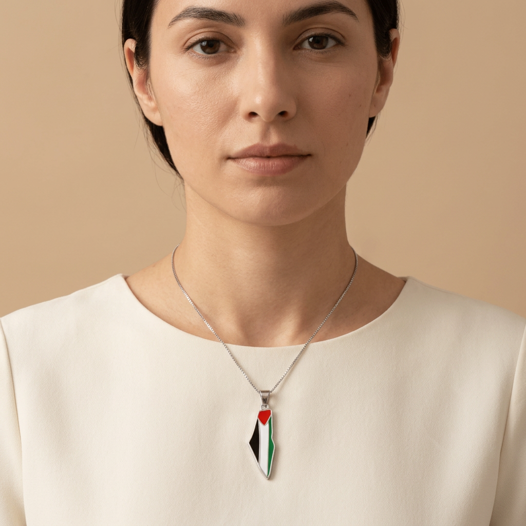 Noor Palestine Pride Map Necklace