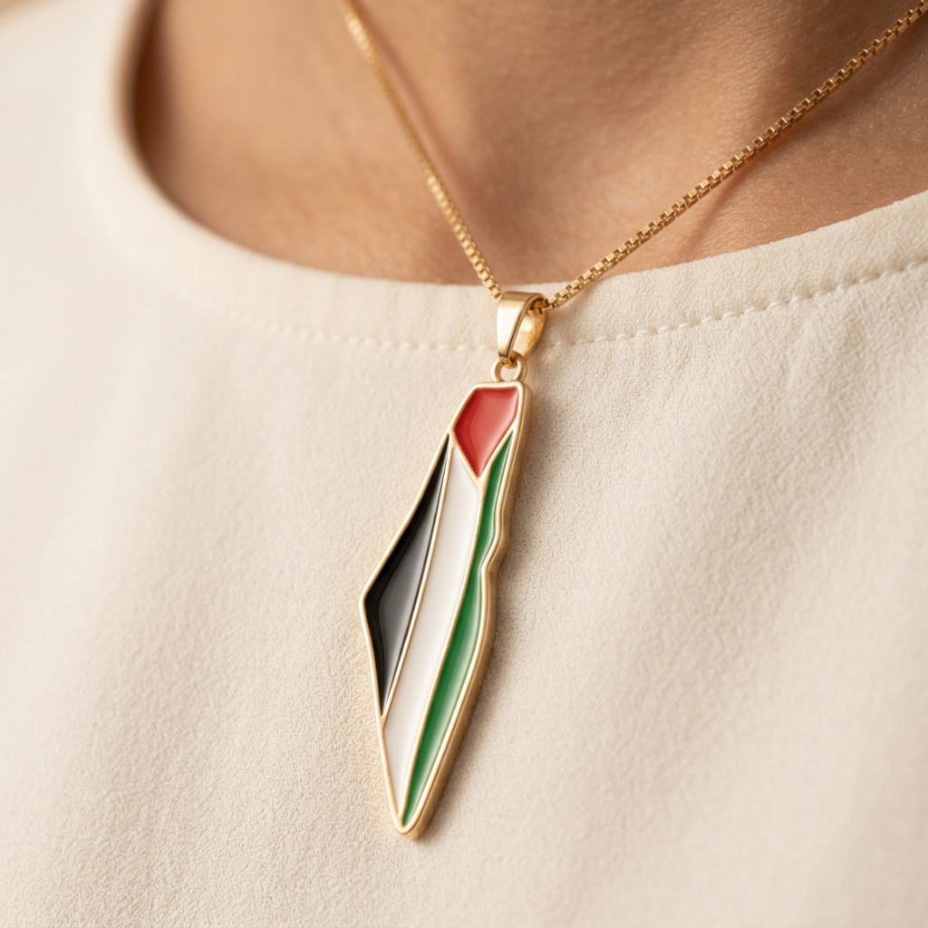 Noor Palestine Pride Map Necklace