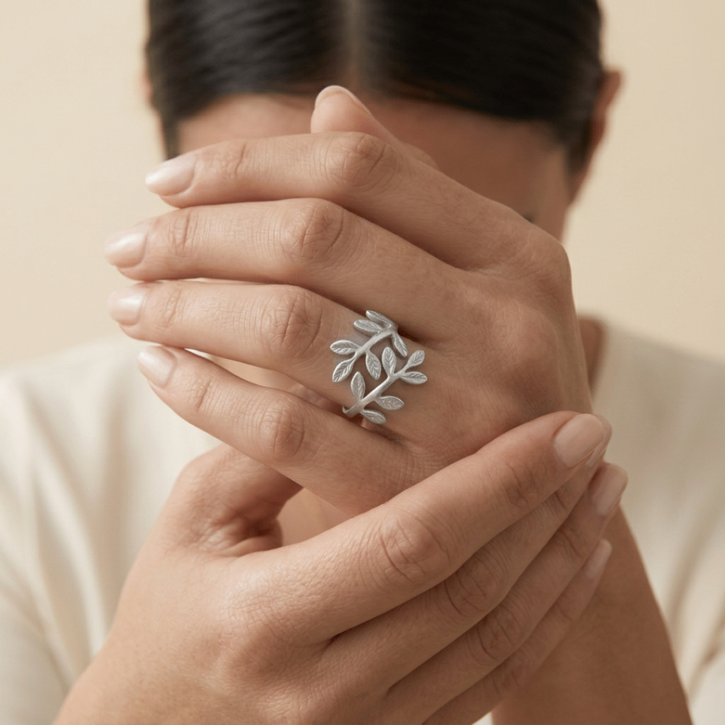 Noor Palestine Olive Leaf Ring