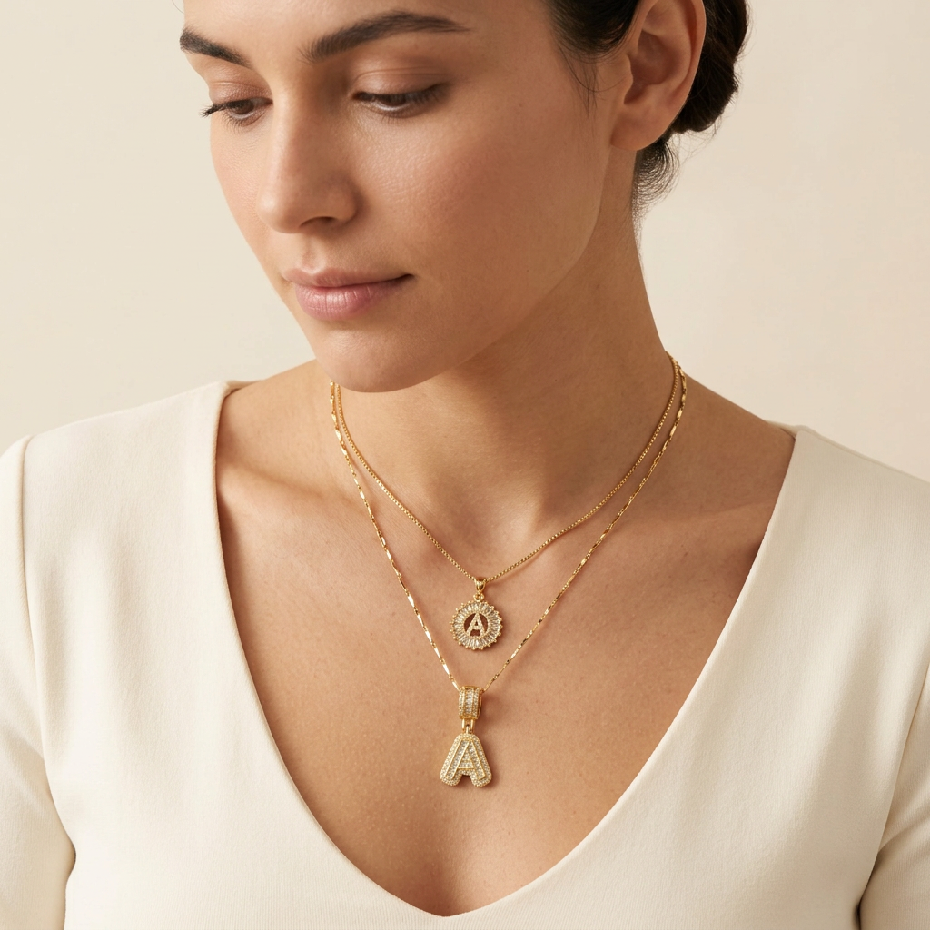 Double Initial Necklace Set