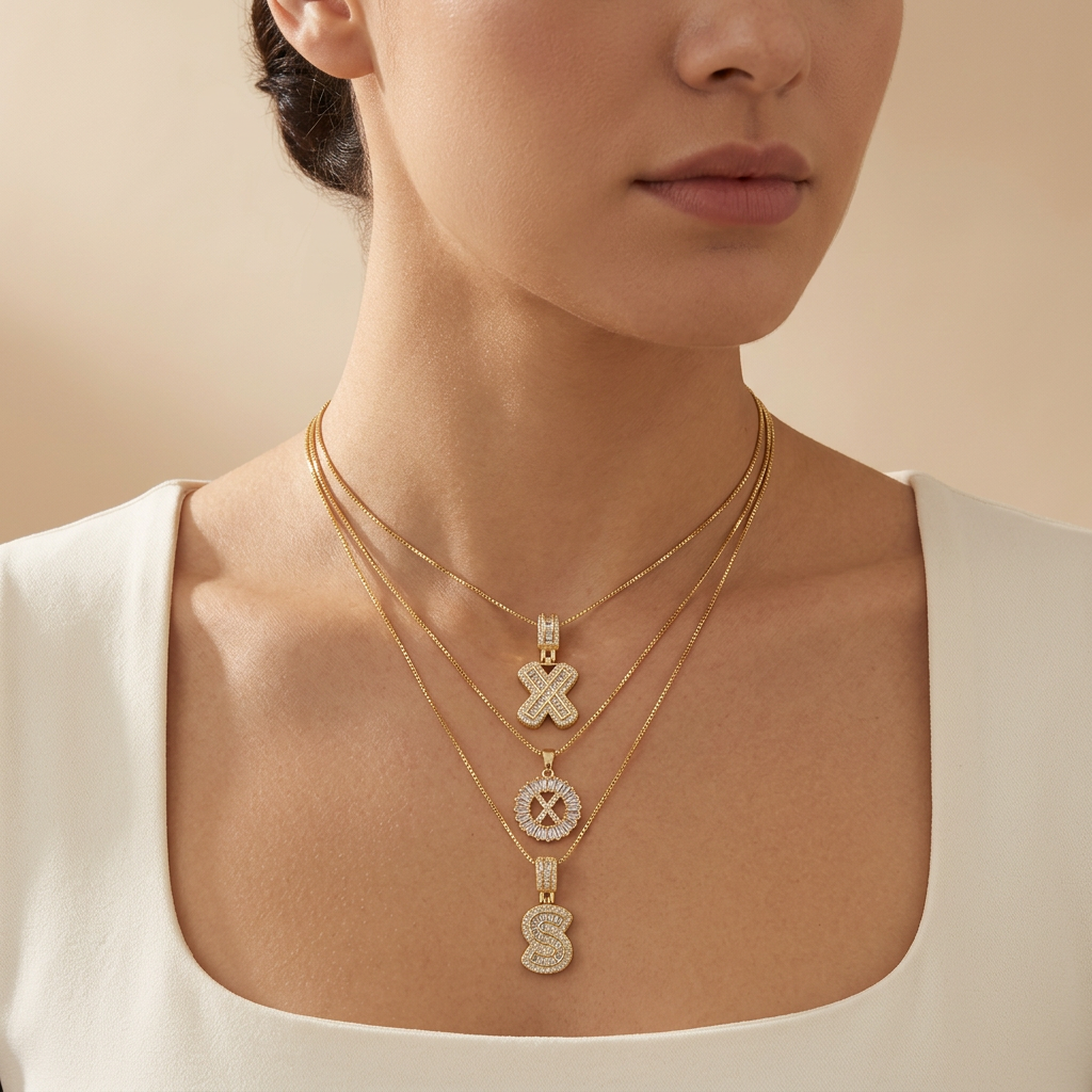 Double Initial Necklace Set