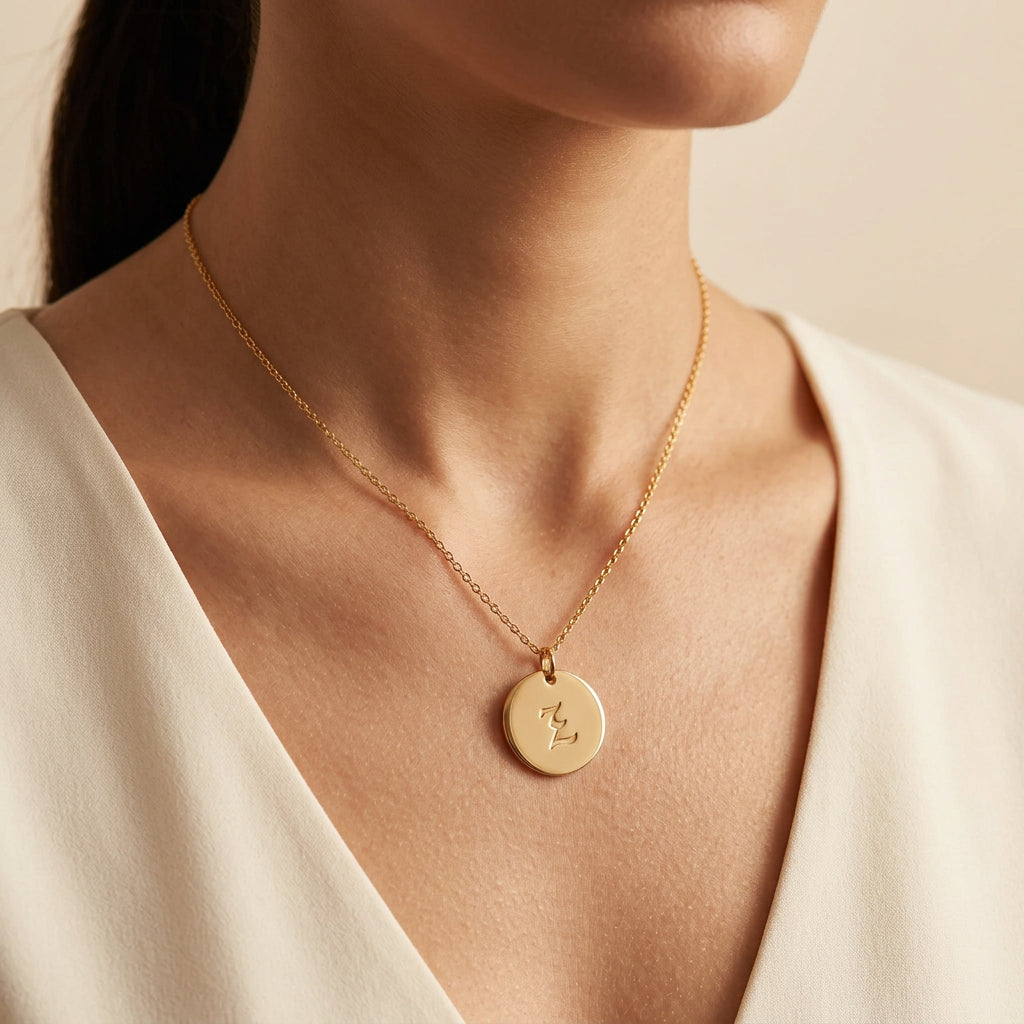 Arabic Initial Disc Necklace