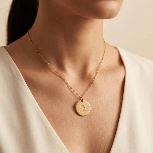 Arabic Initial Disc Necklace