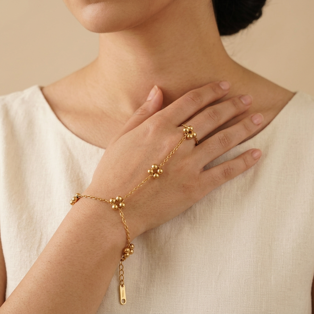 Golden Floral Hand Chain
