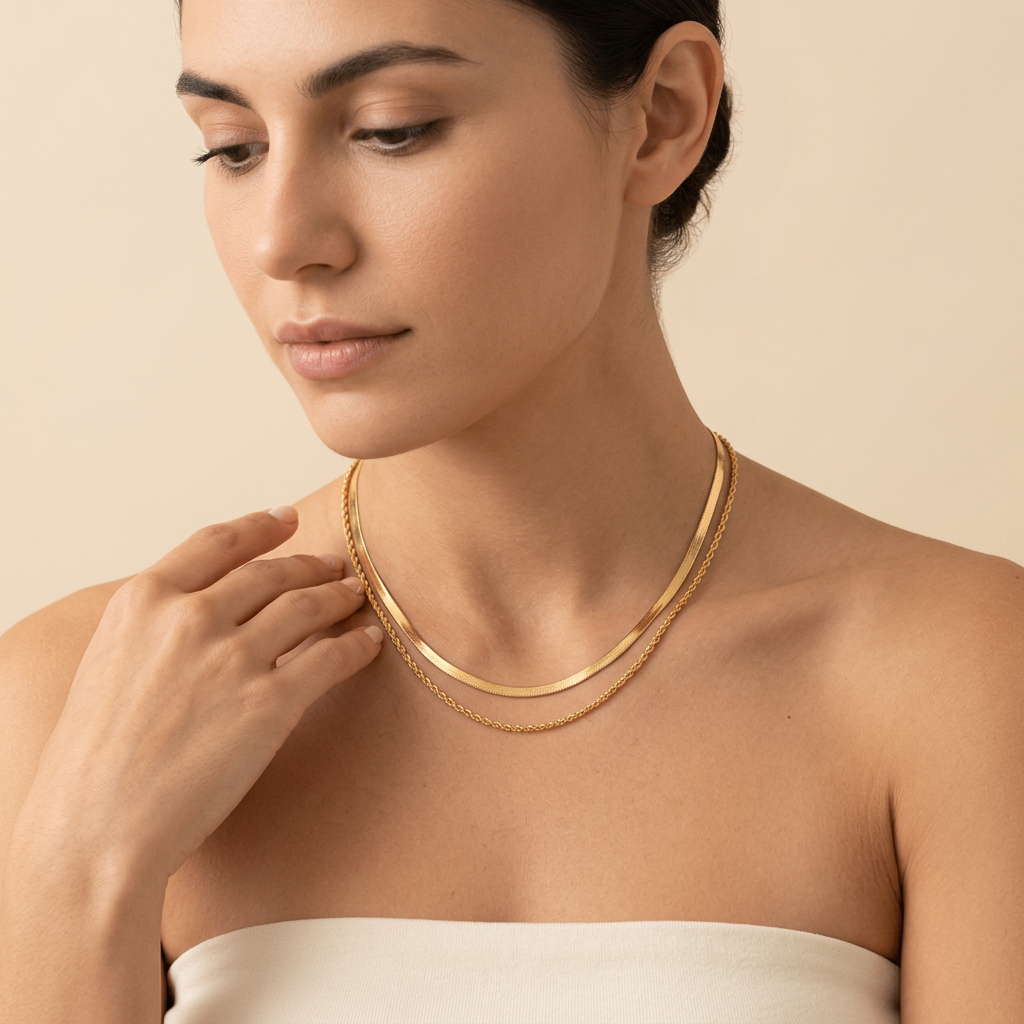 Golden Layered Necklace Set