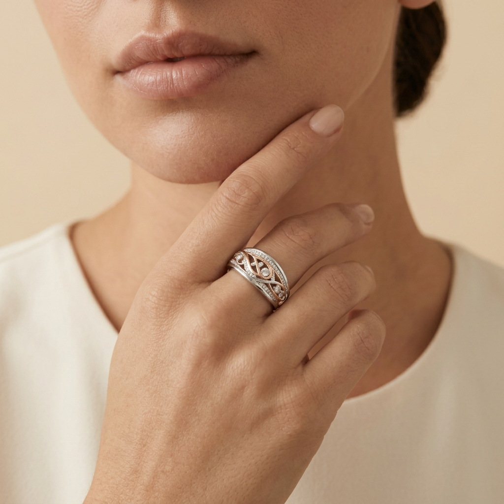 Noor Two-Tone Wave Ring