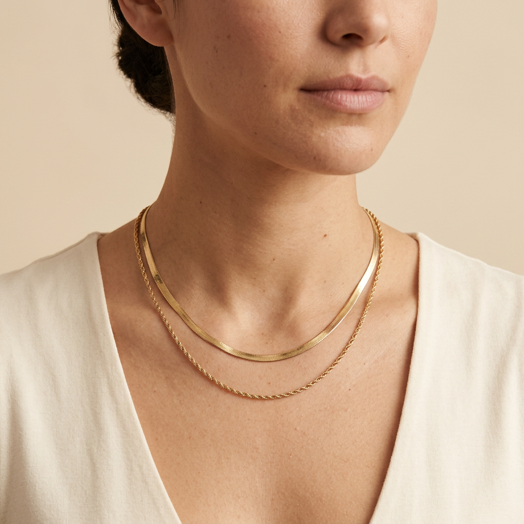 Golden Layered Necklace Set