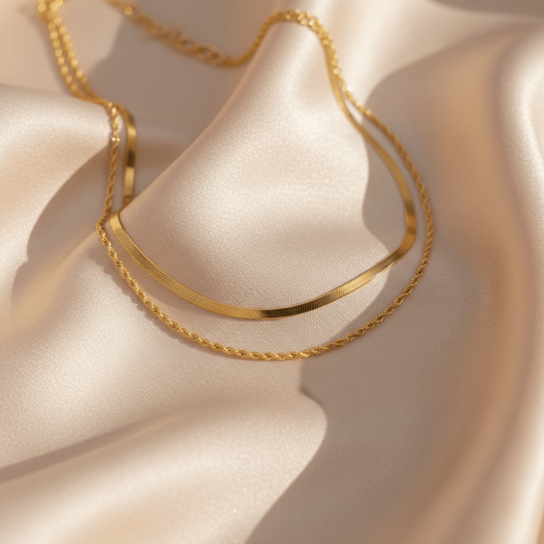 Golden Layered Necklace Set