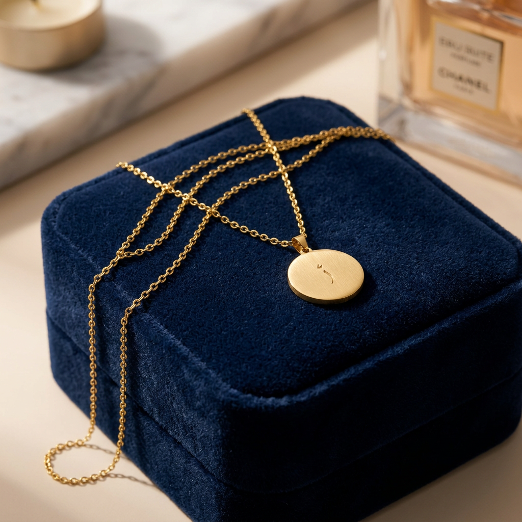 Arabic Initial Disc Necklace