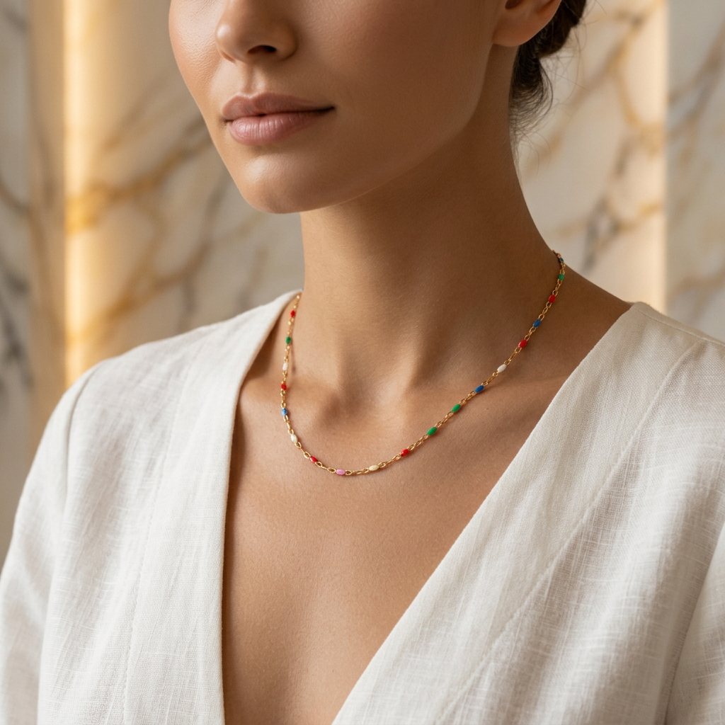 Rainbow Enamel Necklace