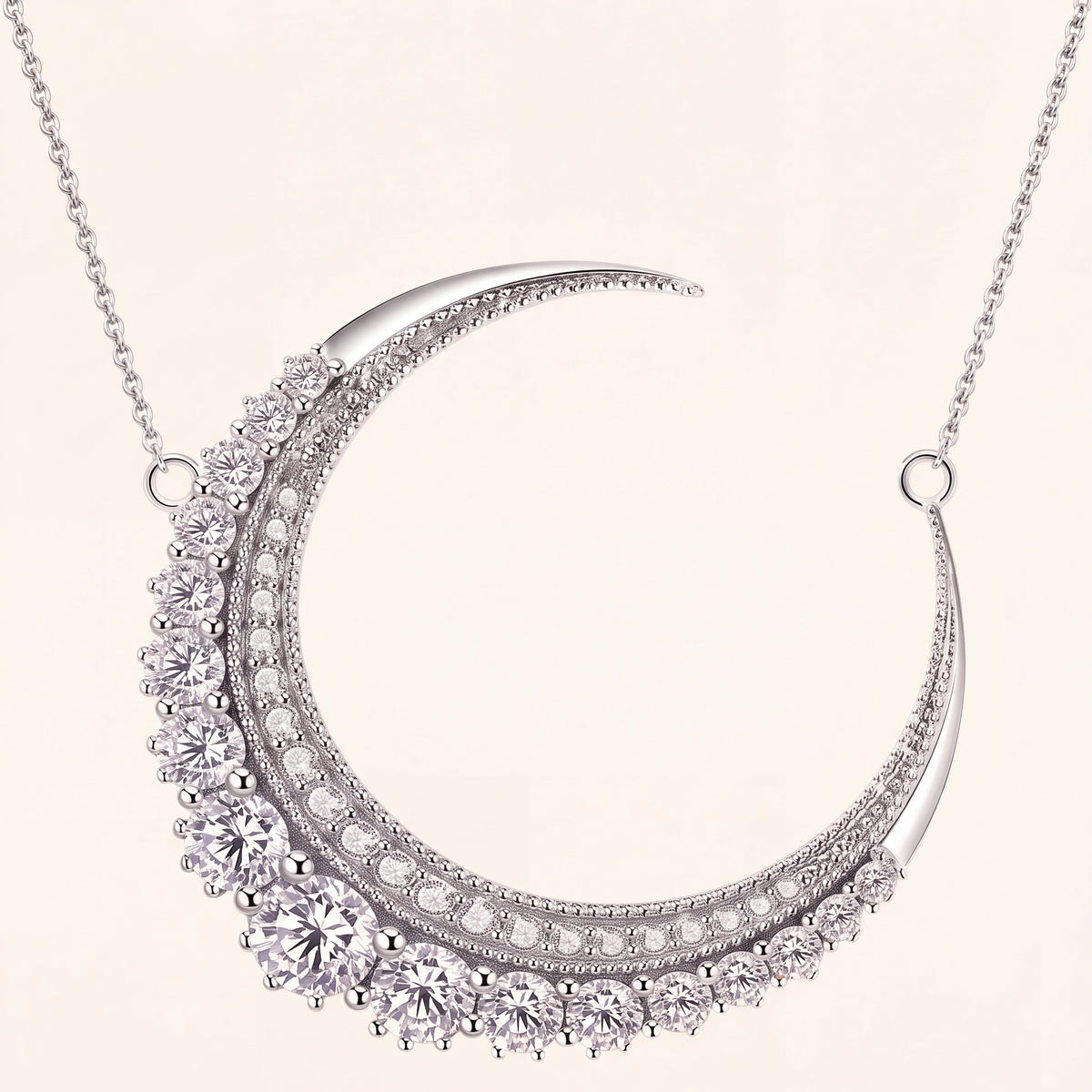 Moissanite Crescent Moon Necklace