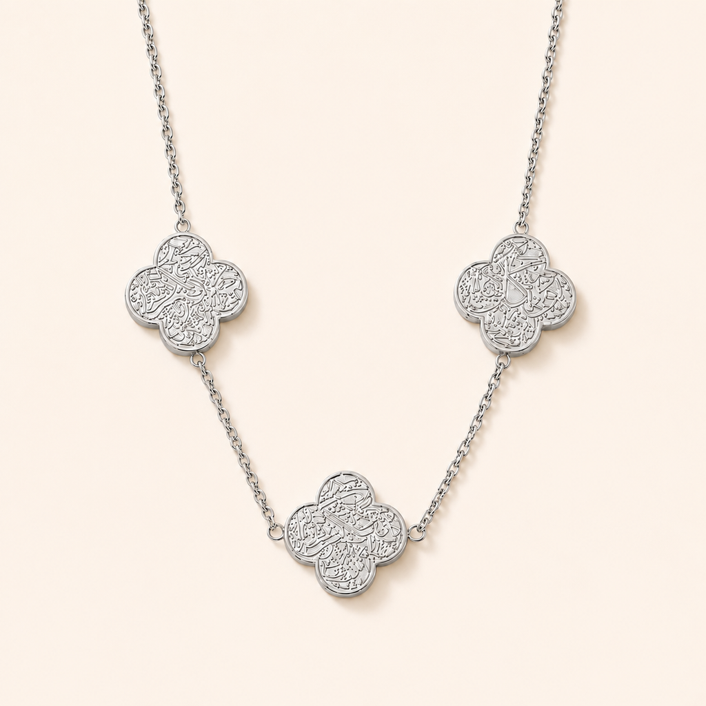 Arabic Quatrefoil Trio Necklace