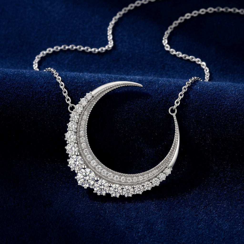 Moissanite Crescent Moon Necklace
