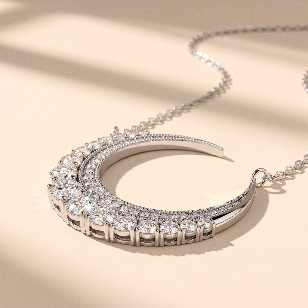 Moissanite Crescent Moon Necklace