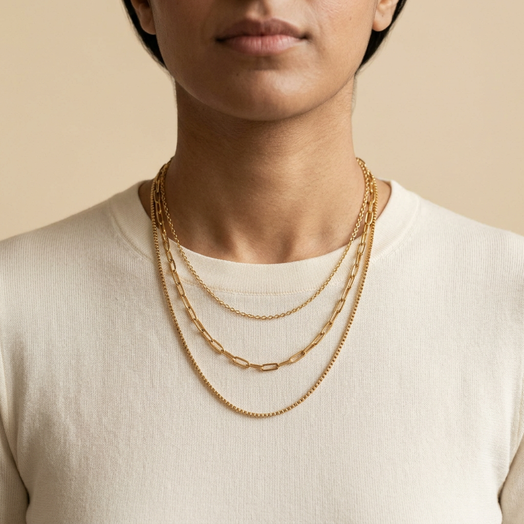 Triple Layered Gold Necklace