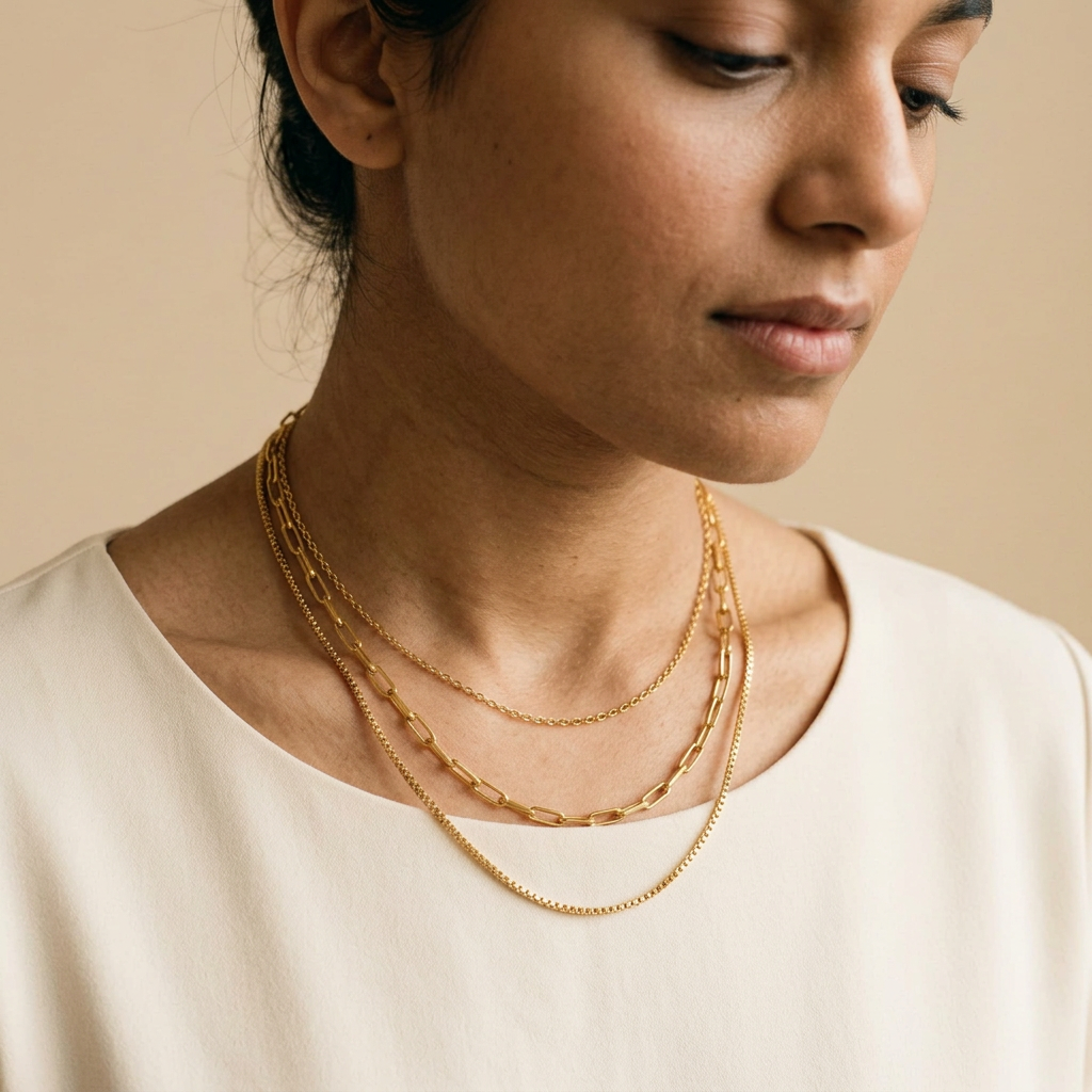 Triple Layered Gold Necklace